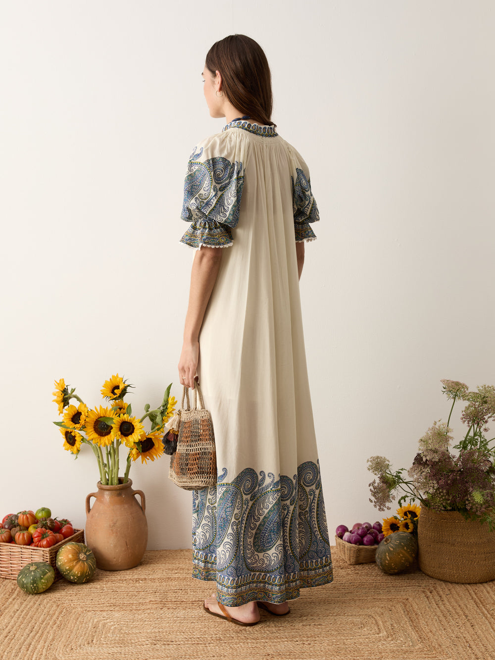 arcadia paisley puff sleeve maxi dress | Boteh