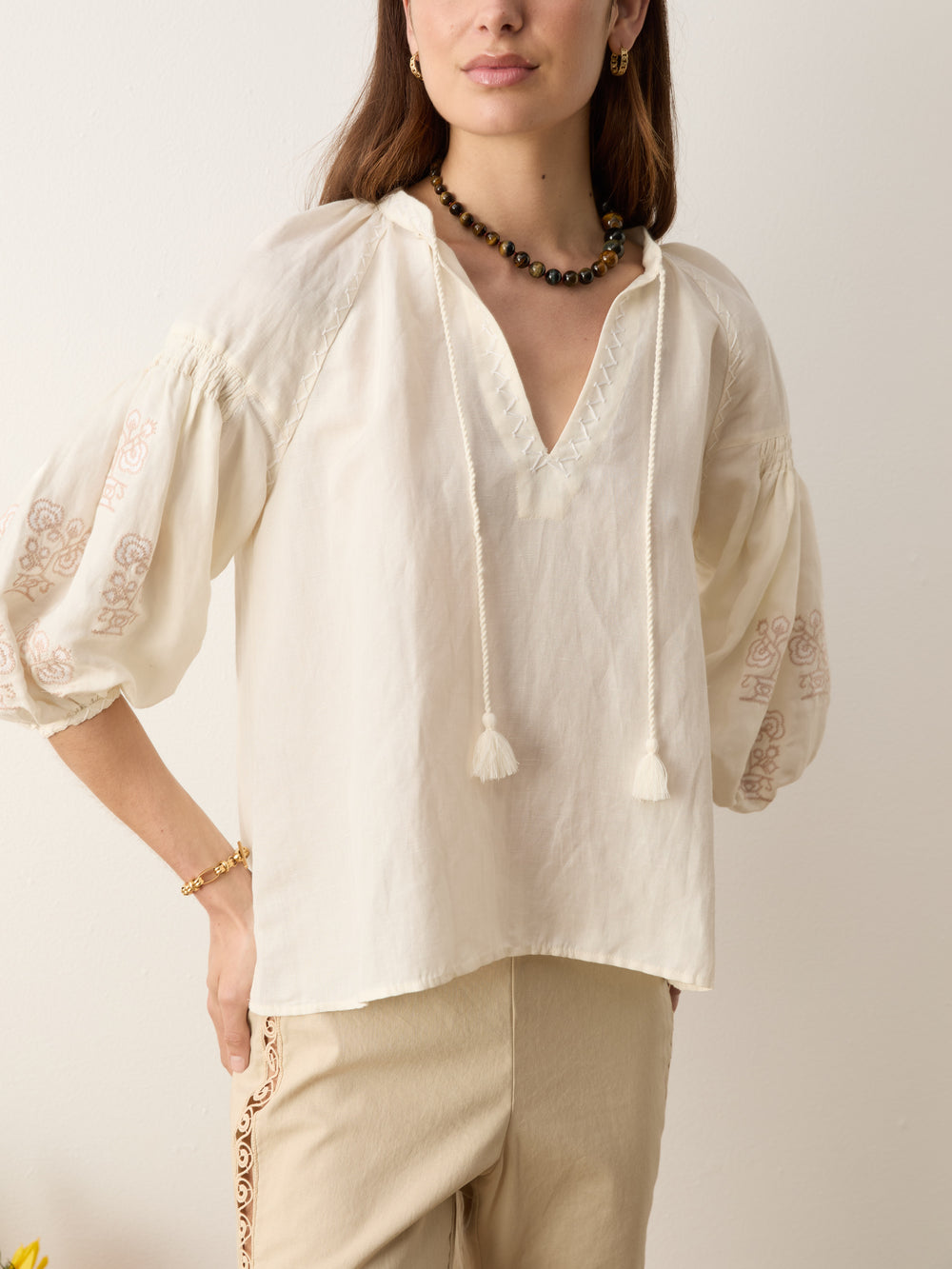 malissa embroidered blouse creme