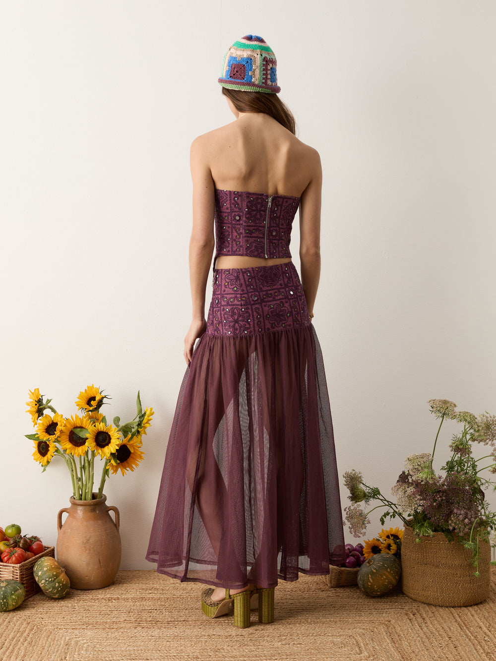 folkora embellished yoke maxi skirt | Boteh