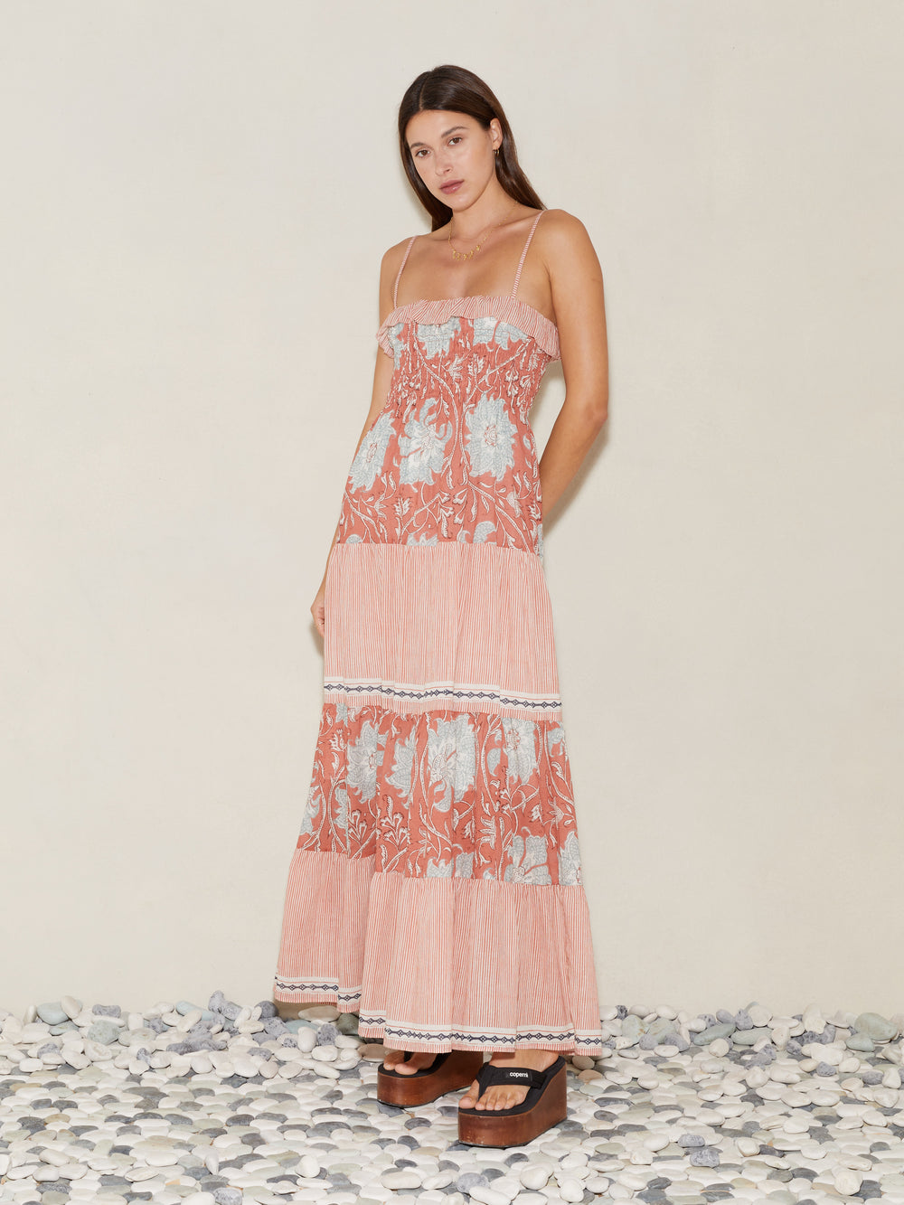 De Flore Shirred Maxi Dress