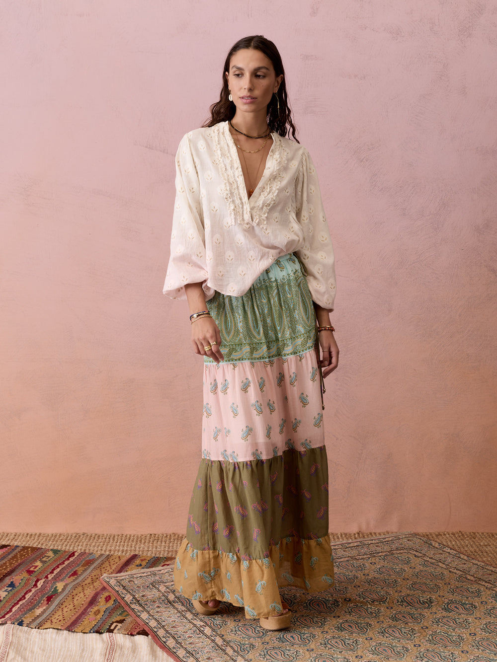 Lucent Tiered Maxi Skirt | Boteh