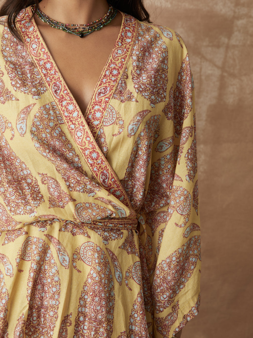 calico flared robe dress | Boteh