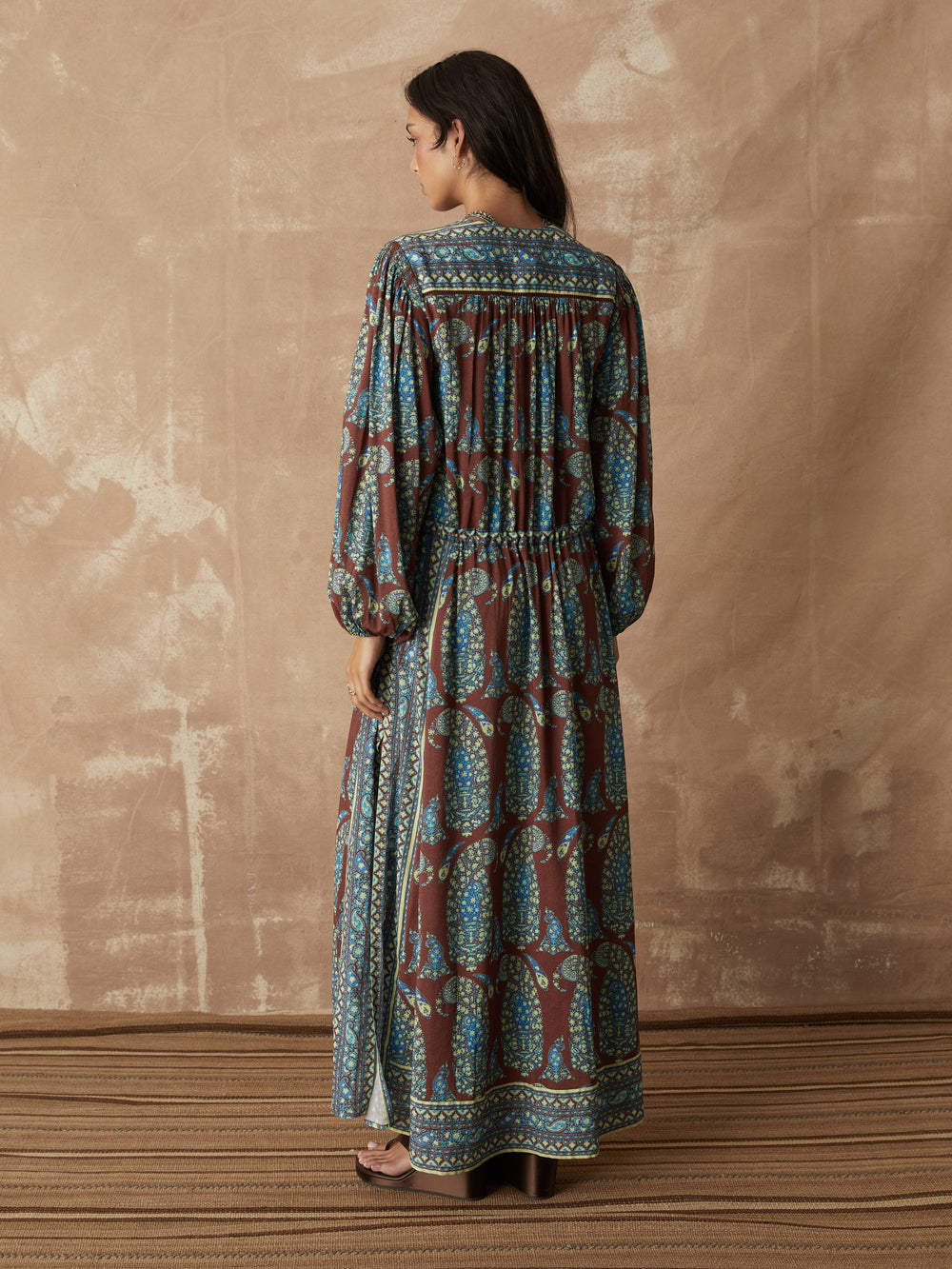 calico lace up maxi smock dress | Boteh