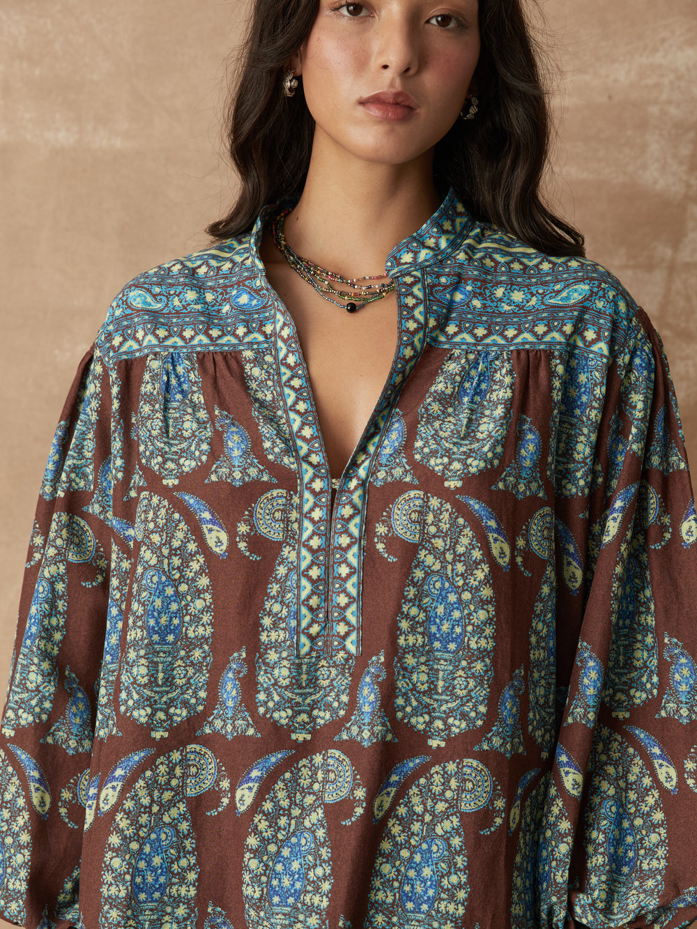 calico yoke smock blouse | Boteh