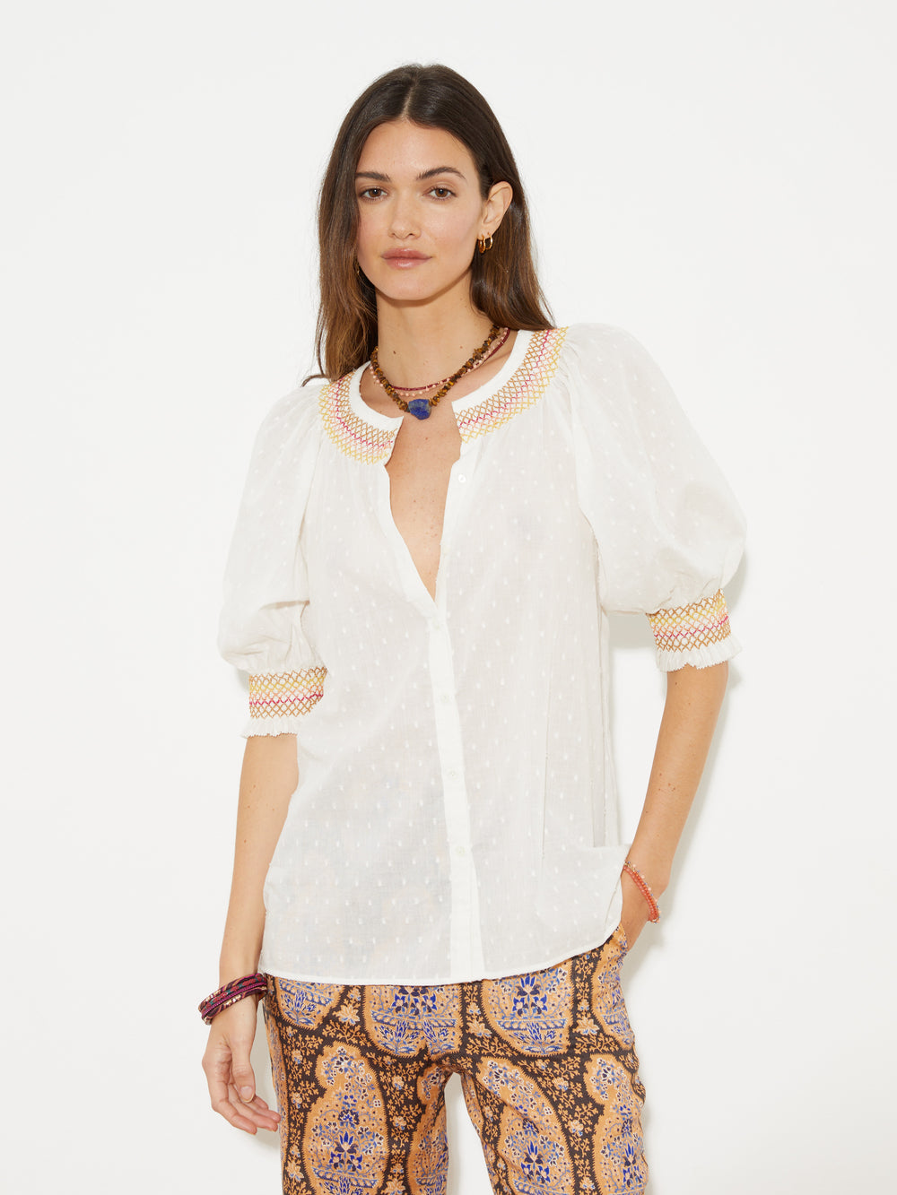 Lido Smocked Ss Blouse