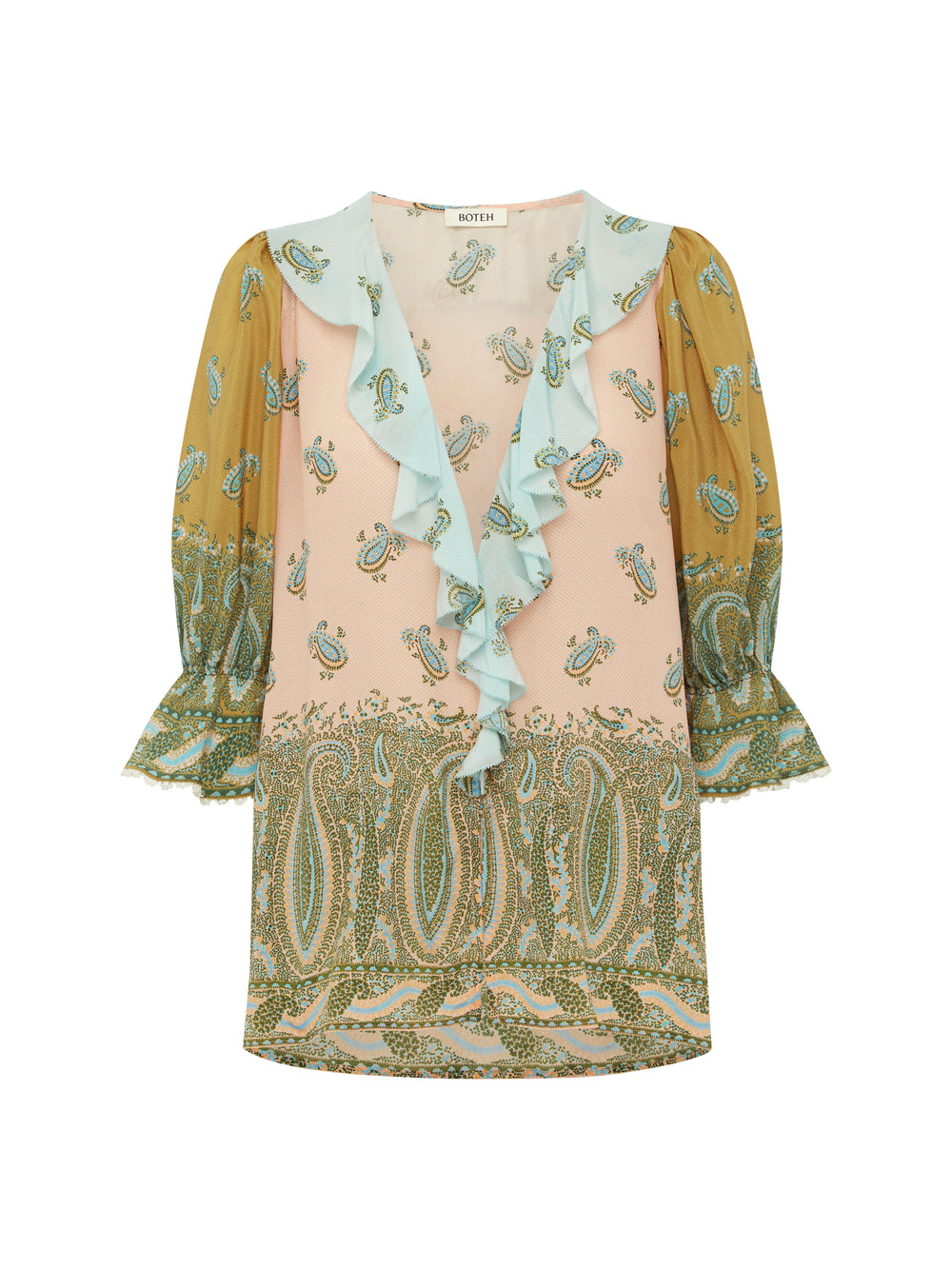 Lucent Silk Ruffle Blouse | Boteh