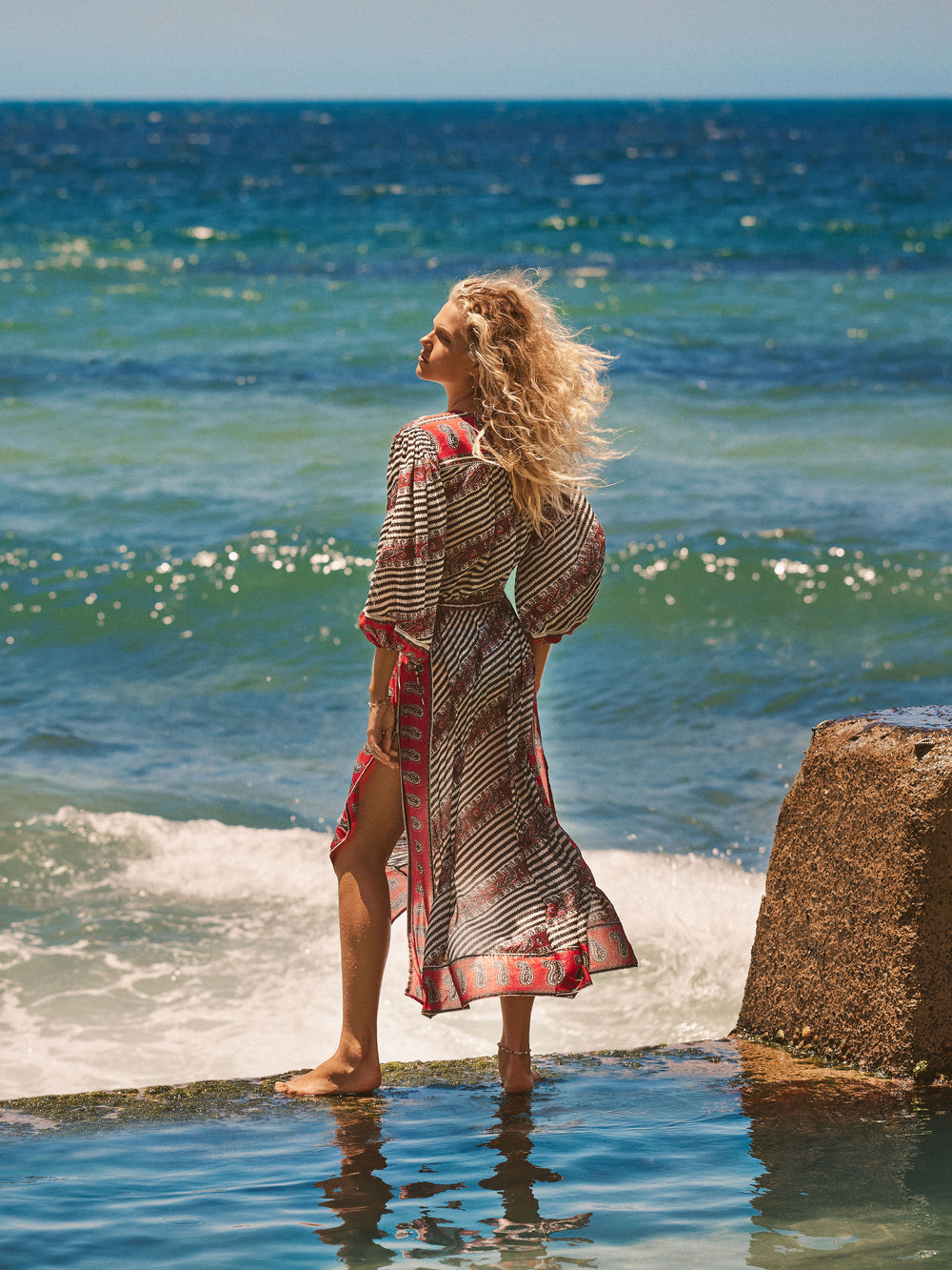 marquee lace up maxi smock dress