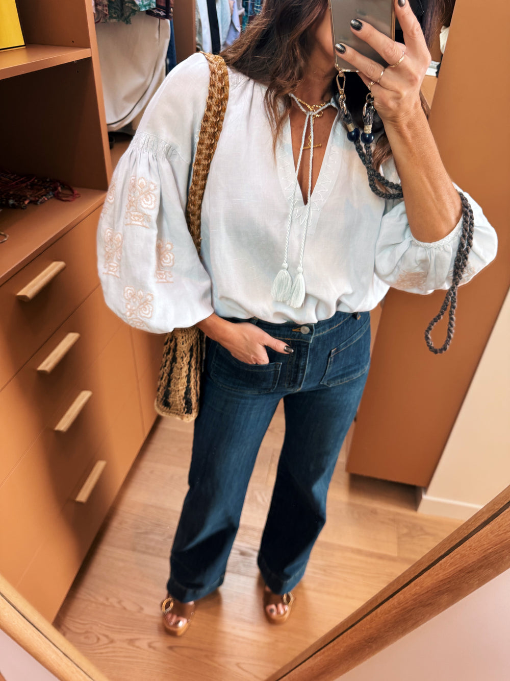 malissa embroidered blouse sky