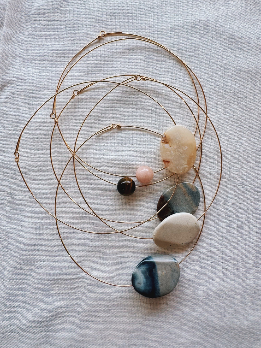 athena & co gem collar necklace gold slate | Boteh